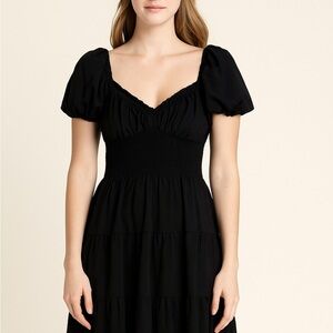 Justify Elegant Black Puff Sleeve Midi Dress 43